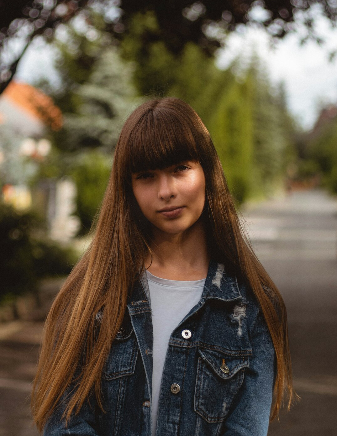 Portrait of a young woman with long hair